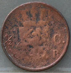 Halve Cent 1827 B — Koper achterzijde, 1/2 cent
