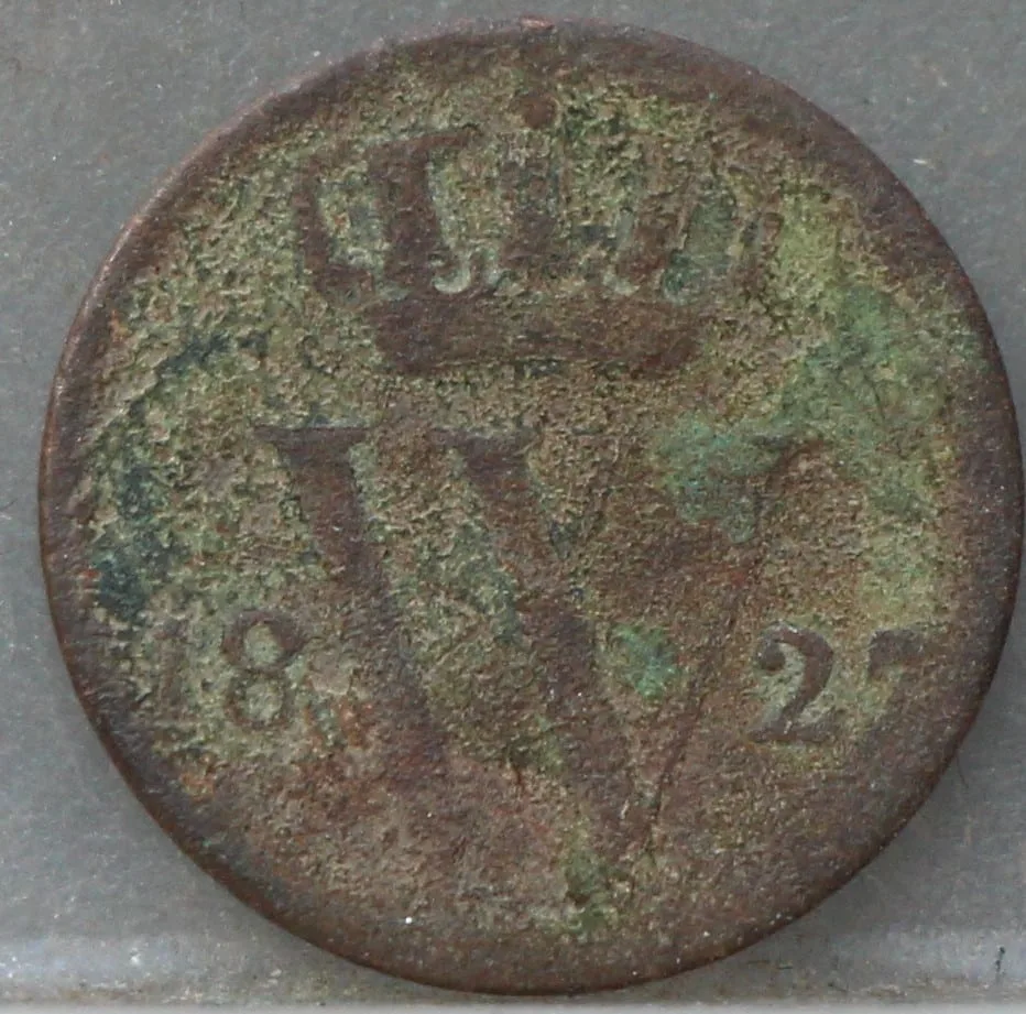 Halve Cent 1827 U - Koper voorzijde, 1/2 cent