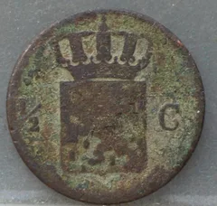 Halve Cent 1827 U - Koper achterzijde, 1/2 cent