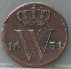 Halve Cent 1831 - Koper voorzijde, 1/2 cent
