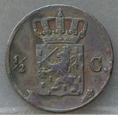 Halve Cent 1832 - Koper achterzijde, 1/2 cent