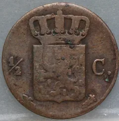 Halve Cent 1841 achterzijde, 1/2 cent