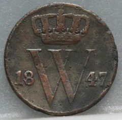 Halve Cent 1847 voorzijde, 1/2 cent