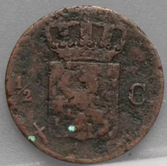 Halve Cent 1854 achterzijde, 1/2 cent