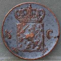 Halve Cent 1857 - Koper achterzijde, 1/2 cent