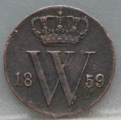 Halve Cent 1859 voorzijde, Nederland, ½ cent