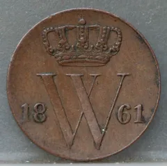Halve Cent 1861 — Koper voorzijde, 1/2 cent