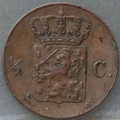 Halve Cent 1861 — Koper achterzijde, 1/2 cent