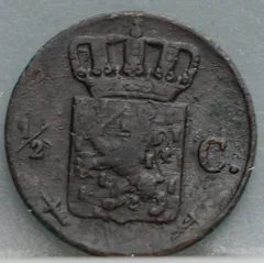 Halve Cent 1867 - Willem III achterzijde, 1/2 cent