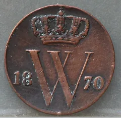Halve Cent 1870 - Koper voorzijde, 1/2 cent