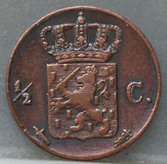 Halve Cent 1870 - Koper achterzijde, 1/2 cent