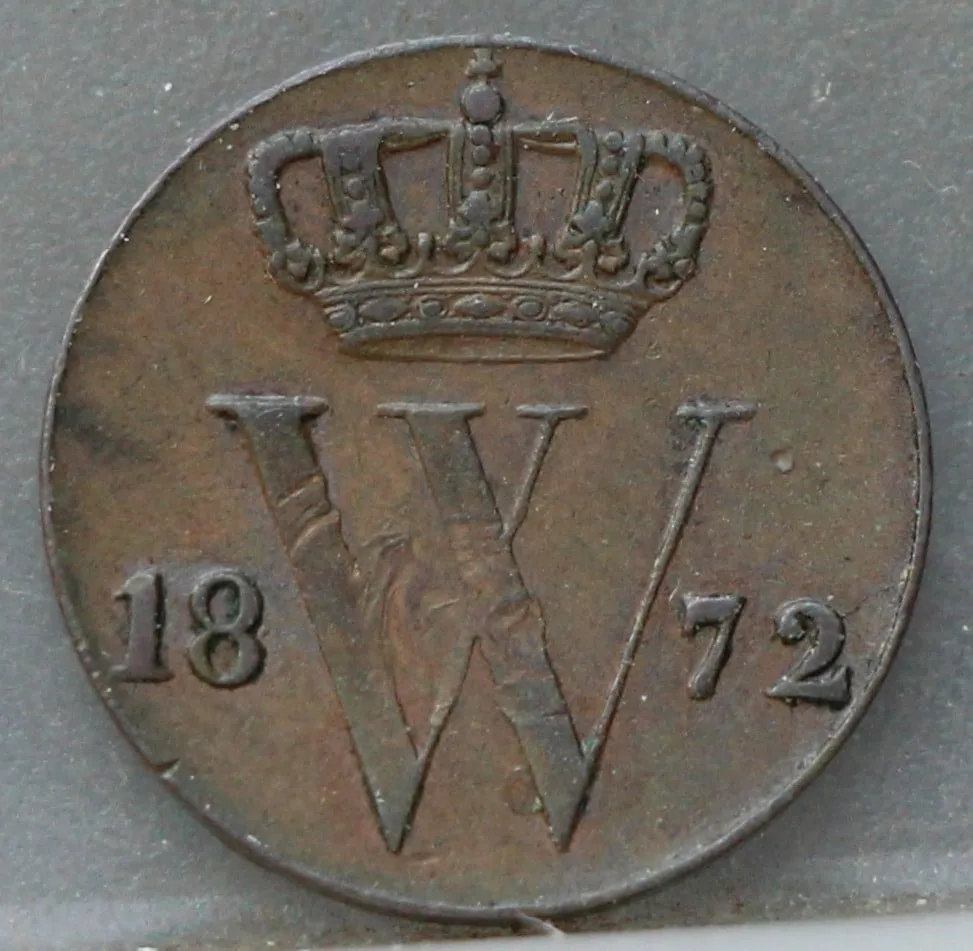 Halve Cent 1872 — Koper voorzijde, 1/2 cent