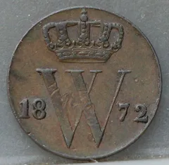 Halve Cent 1872 — Koper voorzijde, 1/2 cent