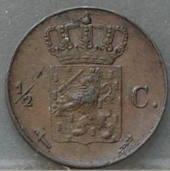 Halve Cent 1872 — Koper achterzijde, 1/2 cent