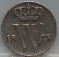Halve Cent 1873 voorzijde, Nederland, ½ cent