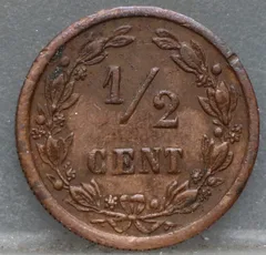 Halve Cent 1901 achterzijde, 1/2 cent
