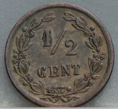 Halve Cent 1901 - Wilhelmina achterzijde, 1/2 cent