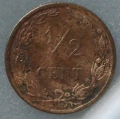 Halve Cent 1906 — Wilhelmina achterzijde, 1/2 cent