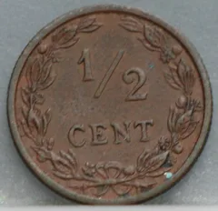 Halve Cent 1906 — Wilhelmina achterzijde, 1/2 cent