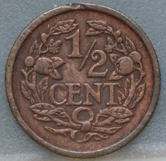 Halve Cent 1909 achterzijde, 1/2 cent