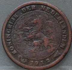 Halve Cent 1912 — Brons voorzijde, 1/2 cent