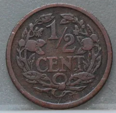 Halve Cent 1912 — Brons achterzijde, 1/2 cent