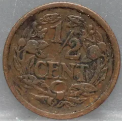 Halve Cent 1912 - Brons achterzijde, 1/2 cent