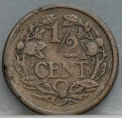 Halve Cent 1912 — Nederland Brons achterzijde, ½ Cent