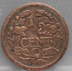 Halve Cent 1914 — Koper achterzijde, 1/2 cent