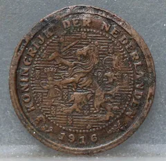 Halve Cent 1916 voorzijde, 1/2 cent