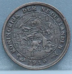Halve Cent 1916 voorzijde, 1/2 cent