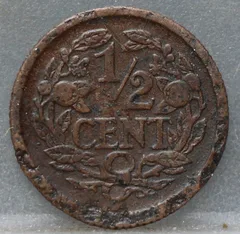 Halve Cent 1916 achterzijde, 1/2 cent