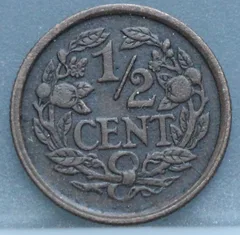 Halve Cent 1916 achterzijde, 1/2 cent