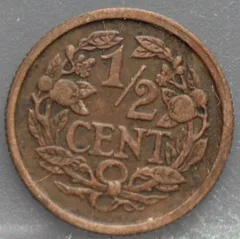 Halve Cent 1917 — Brons achterzijde, 1/2 cent