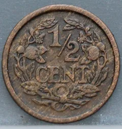 Halve Cent 1917 — Brons achterzijde, 1/2 cent