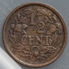 Halve Cent 1917 — Brons achterzijde, 1/2 cent