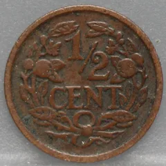 Halve Cent 1928 achterzijde, 1/2 cent