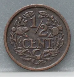 Halve Cent 1928 achterzijde, 1/2 cent