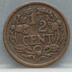 Halve Cent 1928 achterzijde, 1/2 cent