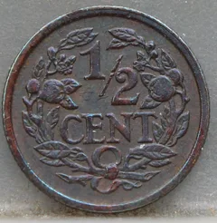 Halve Cent 1928 achterzijde, 1/2 cent