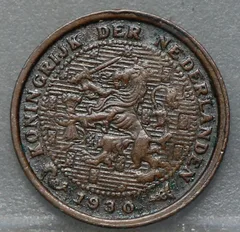 Halve Cent 1930 voorzijde, 1/2 cent
