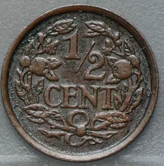 Halve Cent 1930 achterzijde, 1/2 cent