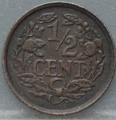 Halve Cent 1930 achterzijde, 1/2 cent