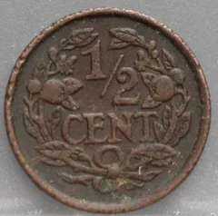 Halve Cent 1930 — Brons achterzijde, 1/2 cent