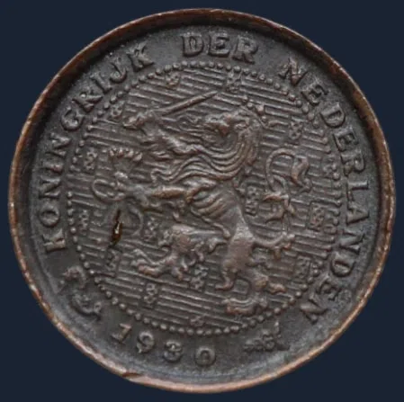 Halve Cent 1930 Wilhelmina