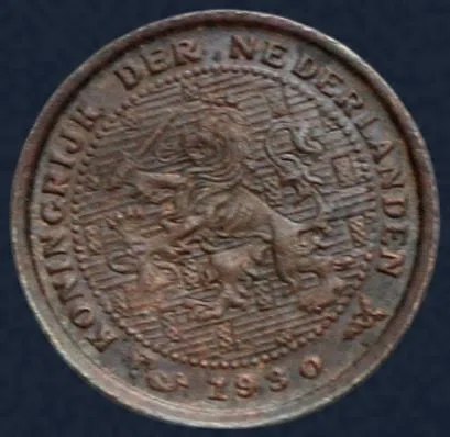 Halve Cent 1930 Wilhelmina