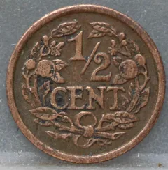 Halve Cent 1934 achterzijde, 1/2 cent