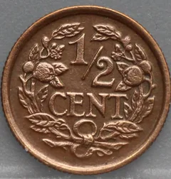 Halve Cent 1934 — Brons achterzijde, 1/2 cent