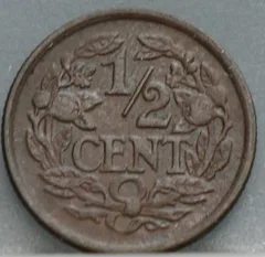 Halve Cent 1934 — Brons achterzijde, 1/2 cent