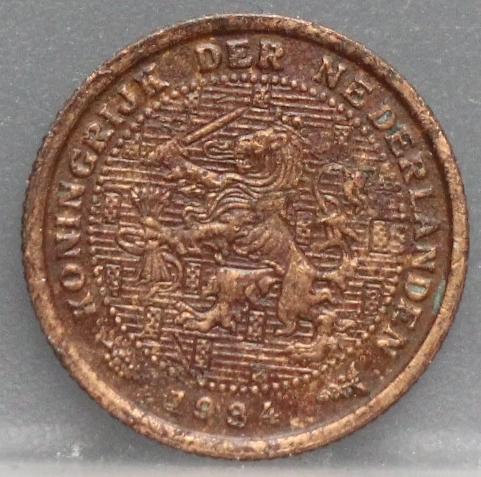 Halve Cent 1934 — Koper voorzijde, ½ cent
